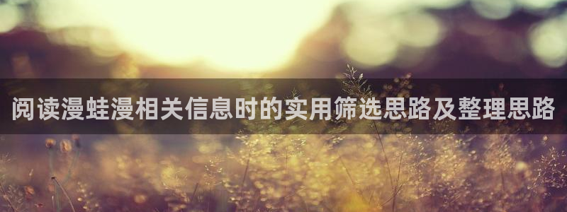 漫画岛漫画分类大全：阅读漫蛙漫相关信息时的实用筛选思路及整理思路